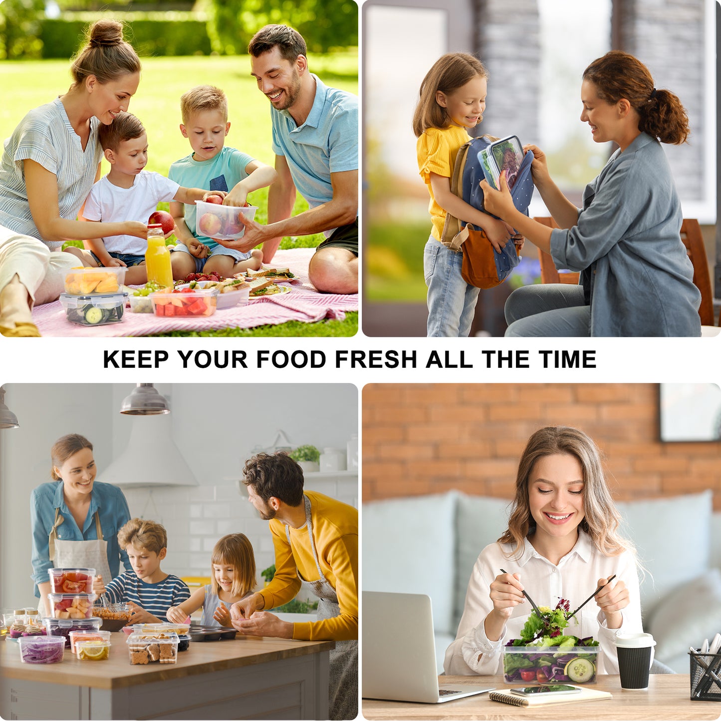 GoMaihe Food Storage Containers with Lids 44 Pieces (22 Containers + 22 Lids) for Dishwasher, Microwave and Freezer Safe, BPA-Free