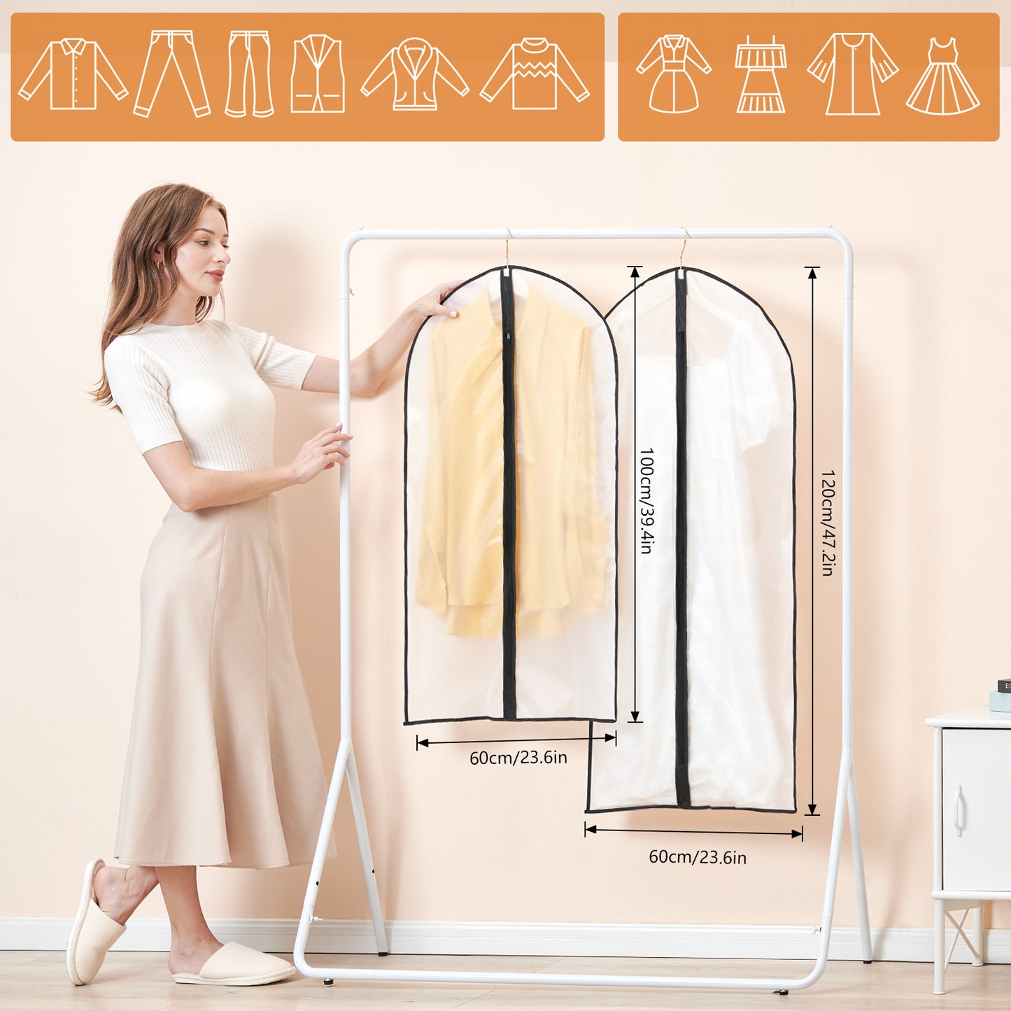 GoMaihe pack de 12 housses de costume, 60 x 120/100 cm housse de vêtement transparente