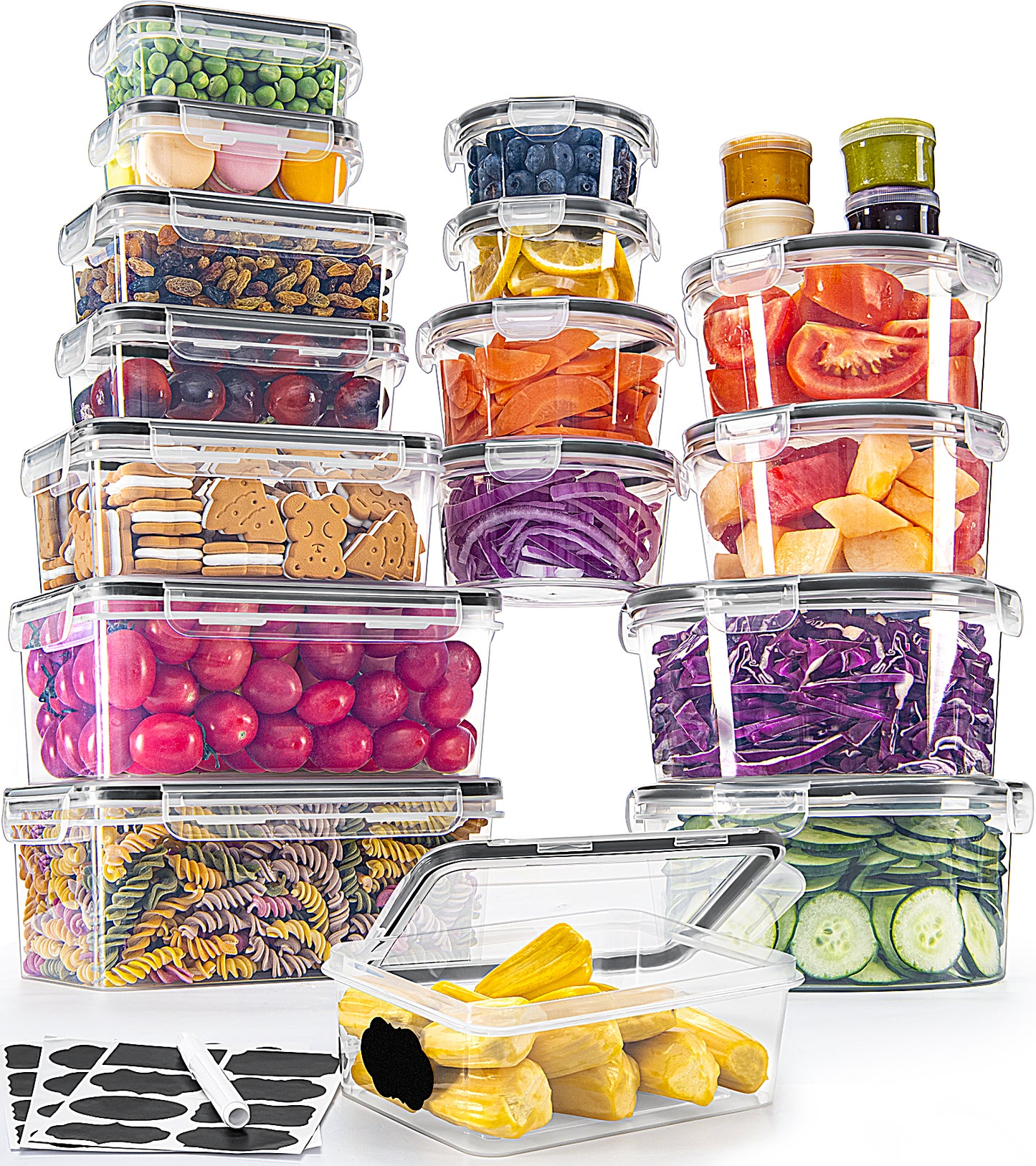GoMaihe Food Storage Containers with Lids 44 Pieces (22 Containers + 22 Lids) for Dishwasher, Microwave and Freezer Safe, BPA-Free