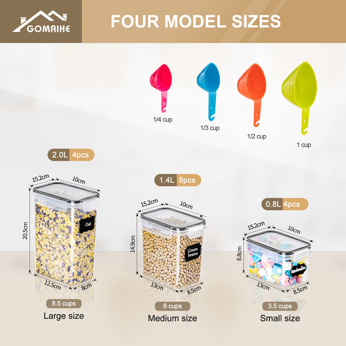 GoMaihe Cereal Storage Containers Set of 16