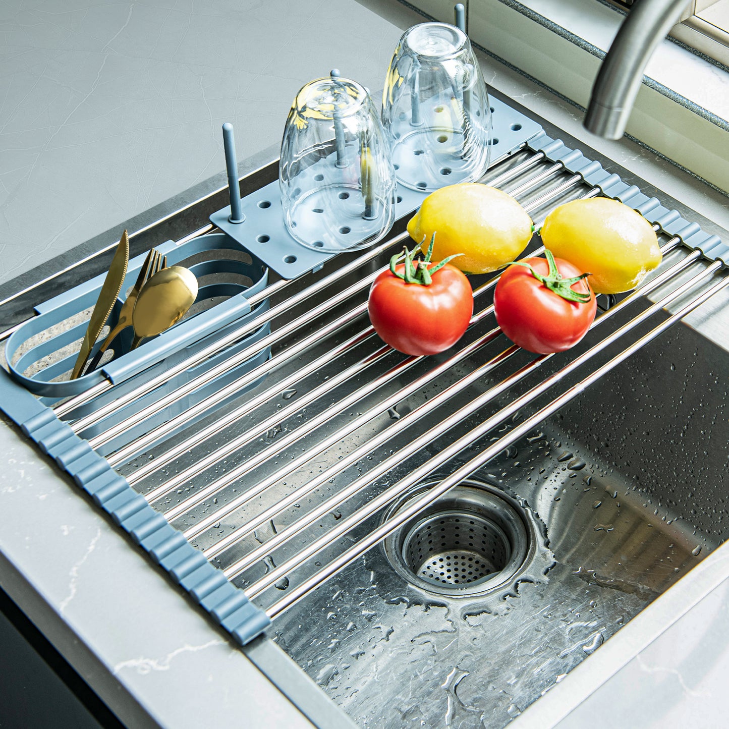 GoMaihe Expandable Roll Up Dish Drying Rack