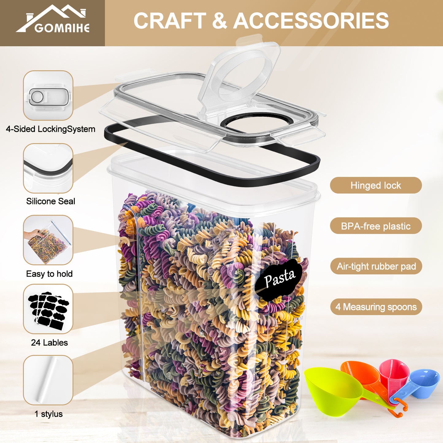 GoMaihe 2.5L Cereal Storage Containers Set of 6