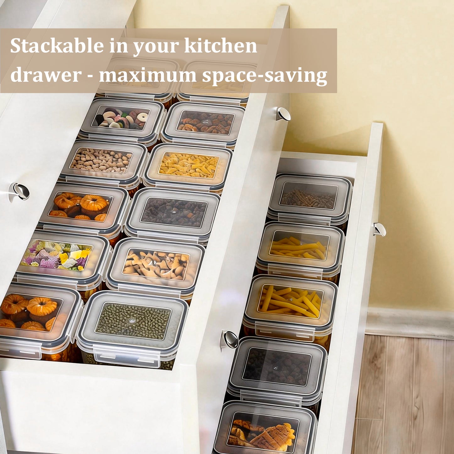 GoMaihe 6er Set 2,8L Vorratsdosen: Vorratsbehälter mit Deckel für Spaghetti Aufbewahrung | Luftdichte Aufbewahrungbox Küche von Müsli, Mehl, Nudeln und Zucker | BPA-FREI | Spülmaschinenfest