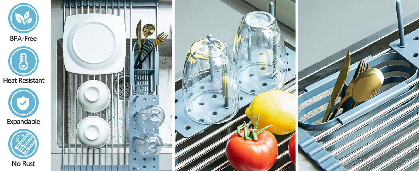 GoMaihe Expandable Roll Up Dish Drying Rack