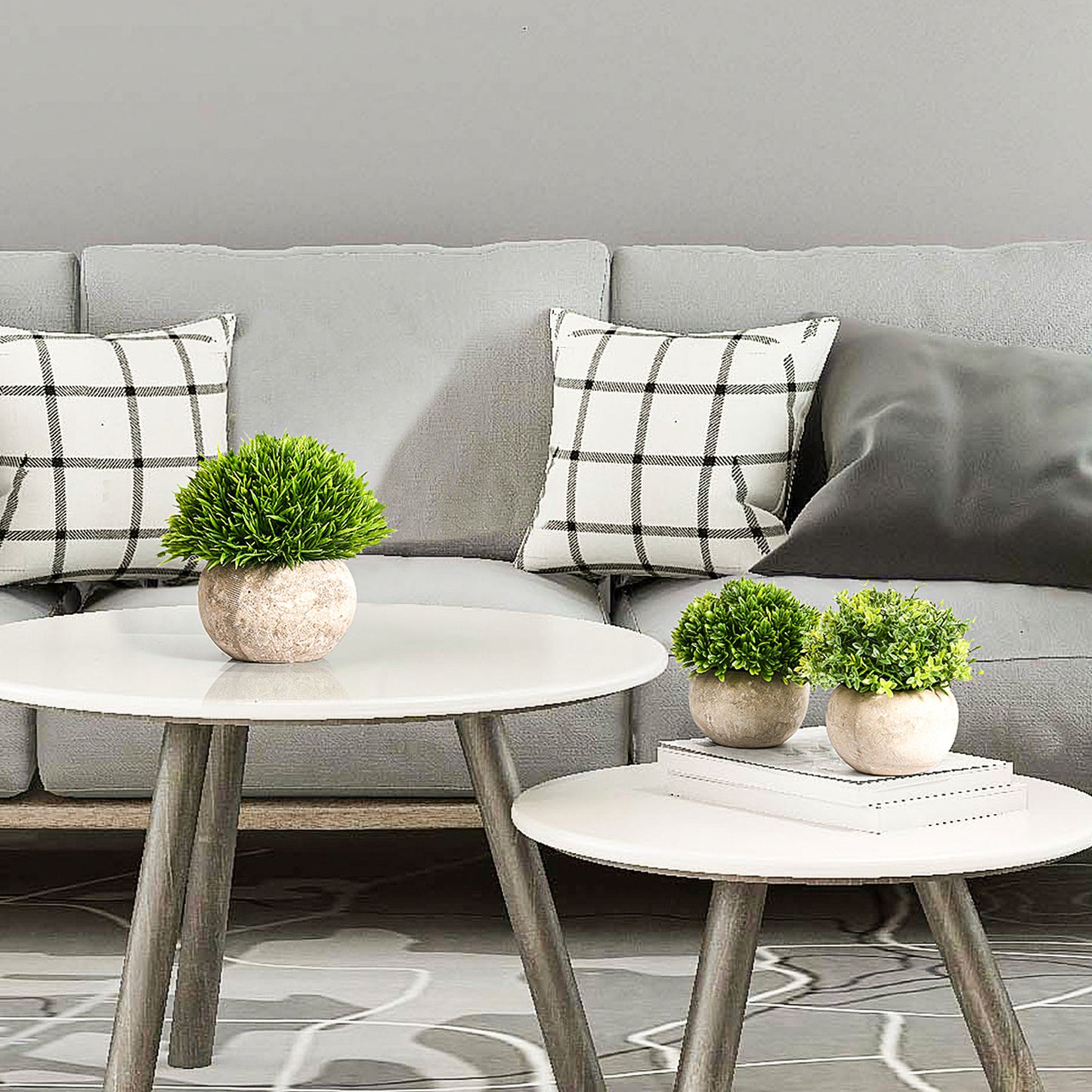 Artificial Plant 3 Pieces with Grey Pot