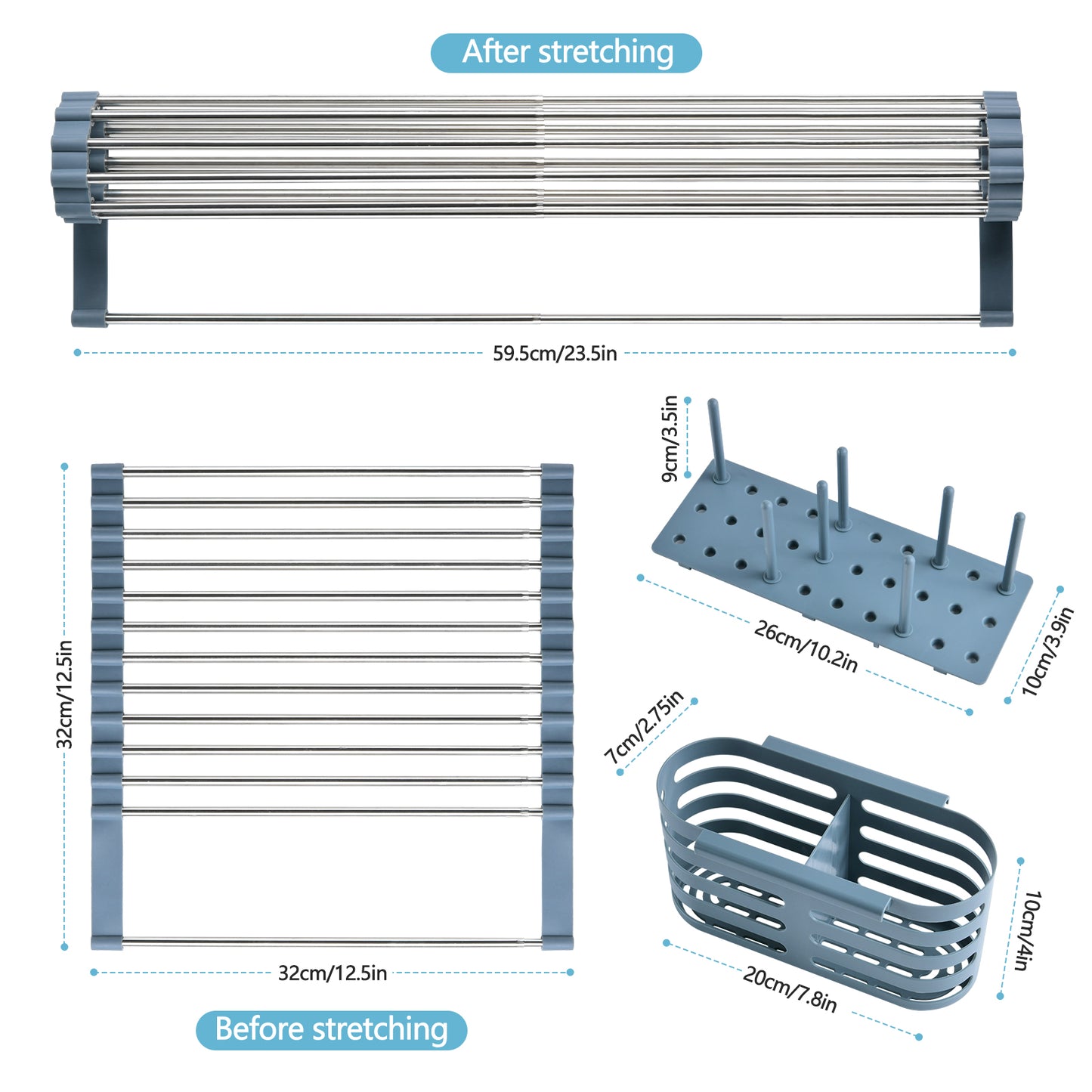 GoMaihe Expandable Roll Up Dish Drying Rack