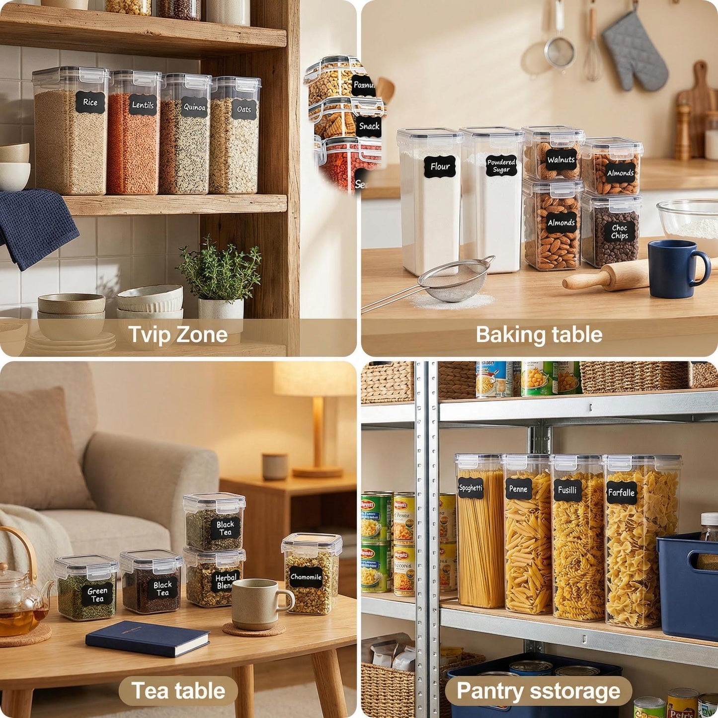 Vorratsdosen Set 24-teilig mit Deckel Luftdicht – BPA-freie Aufbewahrungsbox Küche für Mehl, Müsli, Spaghetti, Reis & Zucker, Stapelbare Vorratsbehälter inkl. 24 Etiketten & Stift