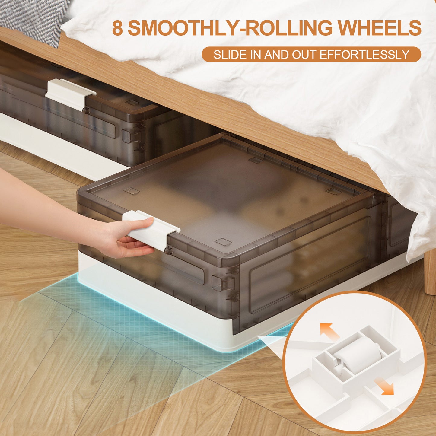 GoMaihe Under Bed Storage Containers Plastic with Wheels 2-Pack (55L,Stackable)