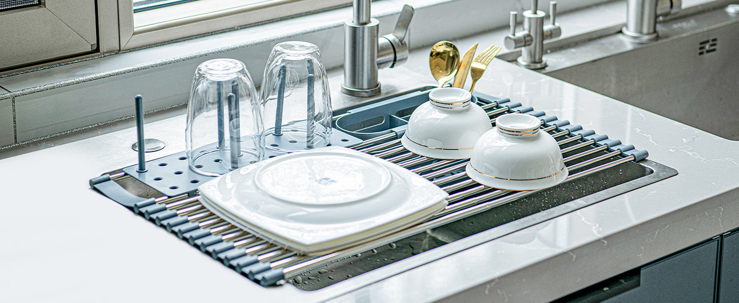 GoMaihe Expandable Roll Up Dish Drying Rack