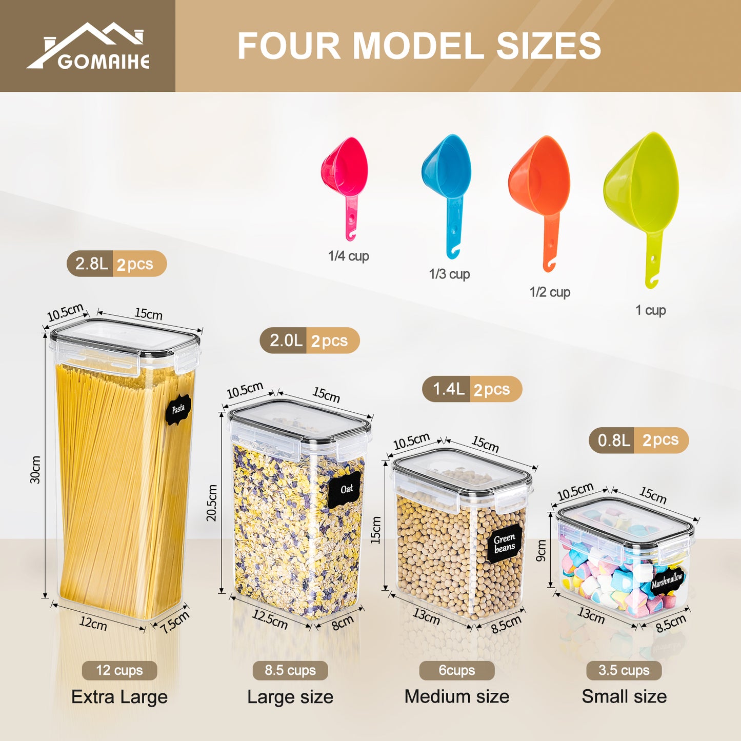 GoMaihe Cereal Storage Containers Set of 8