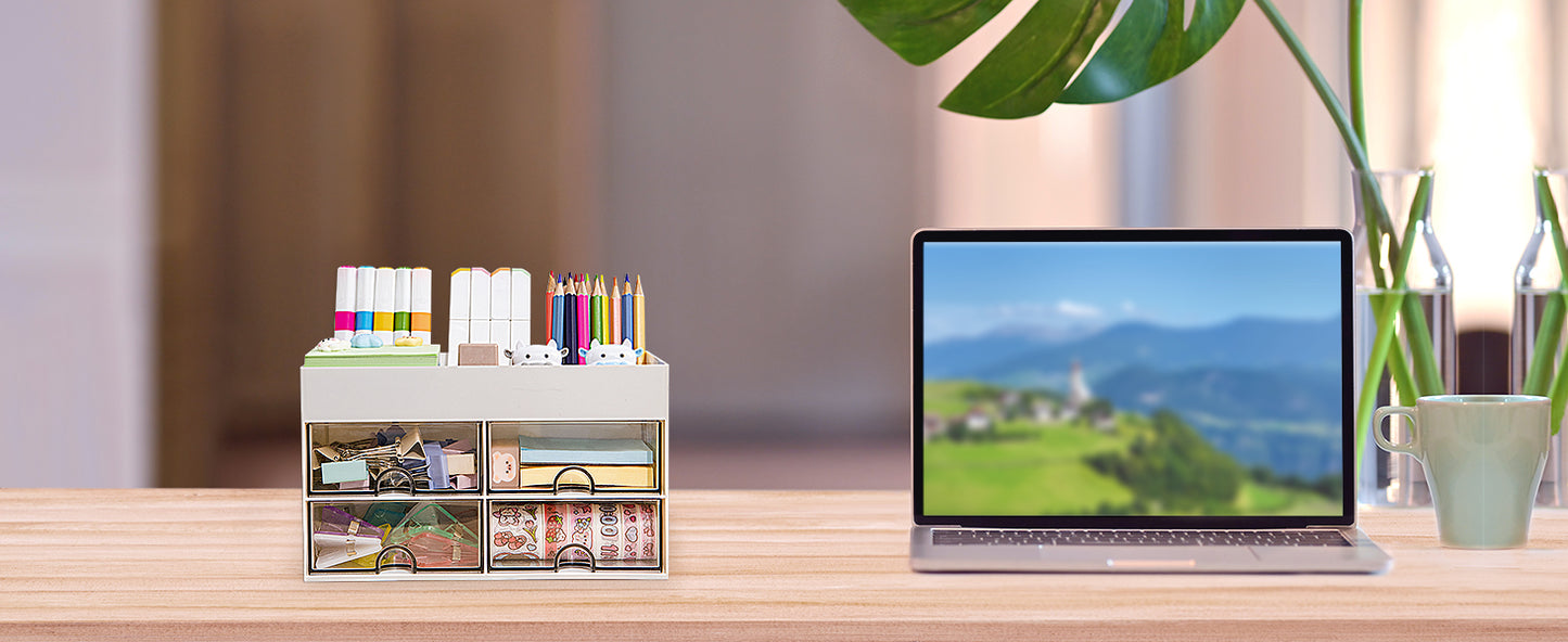 Gomaihe Multifunctional Desk Organizer - 21cm14.2cm*12.2cm (White)