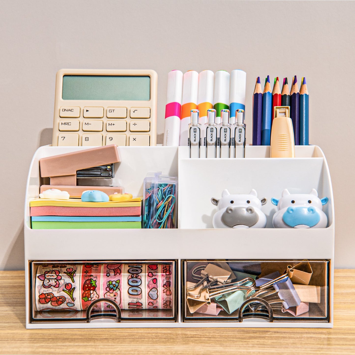 Gomaihe Multifunktionaler Schreibtisch-Organizer – 21 cm x 14,2 cm x 12 cm (weiß)