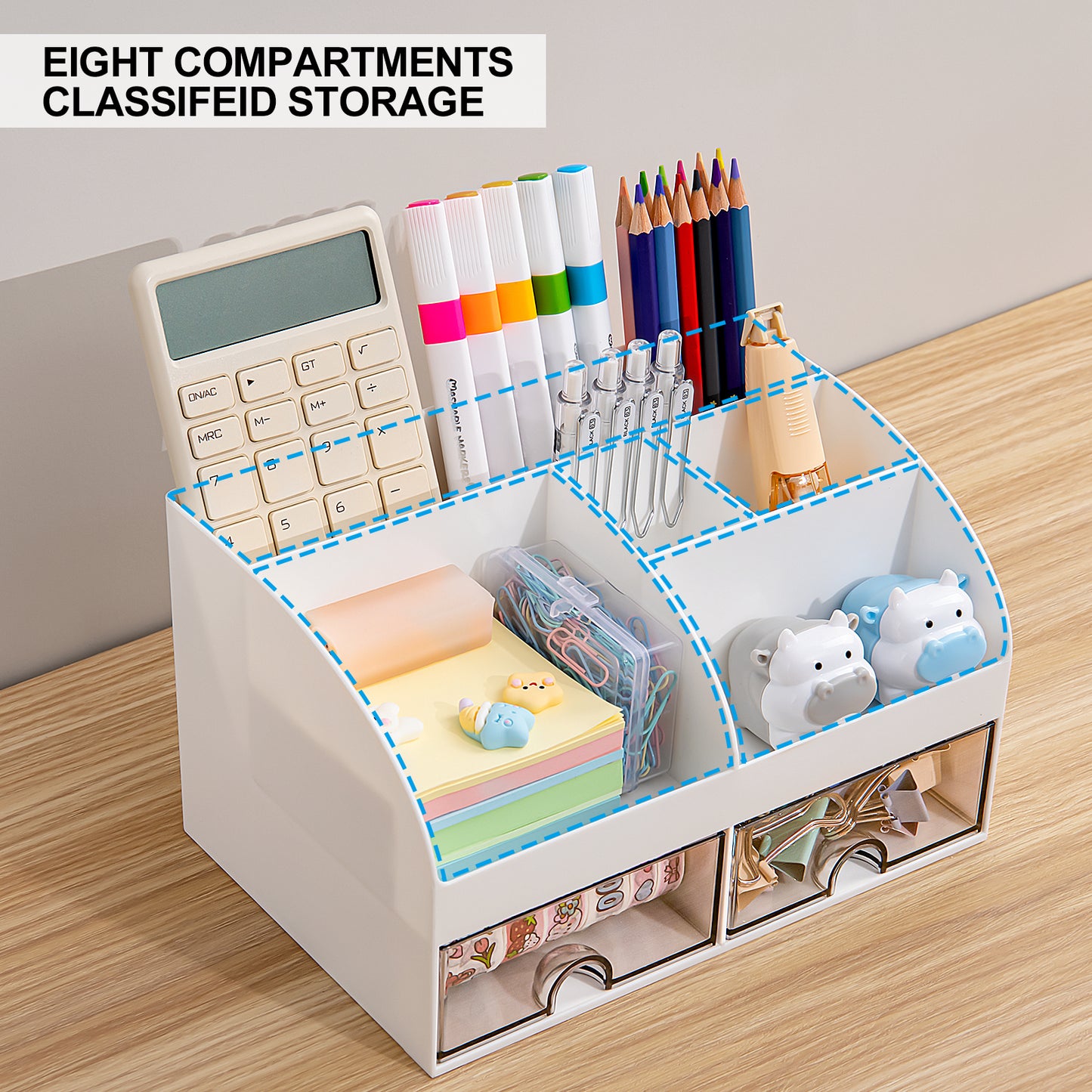 Gomaihe Multifunktionaler Schreibtisch-Organizer – 21 cm x 14,2 cm x 12 cm (weiß)