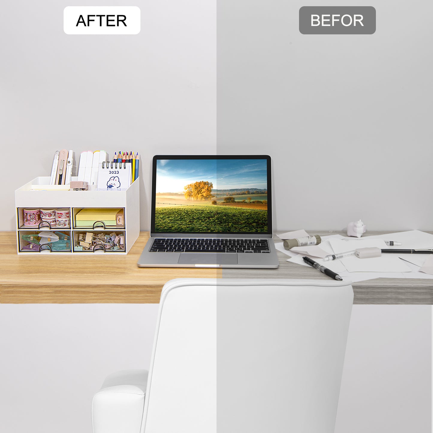 Gomaihe Multifunctional Desk Organizer - 21cm14.2cm*12.2cm (White)
