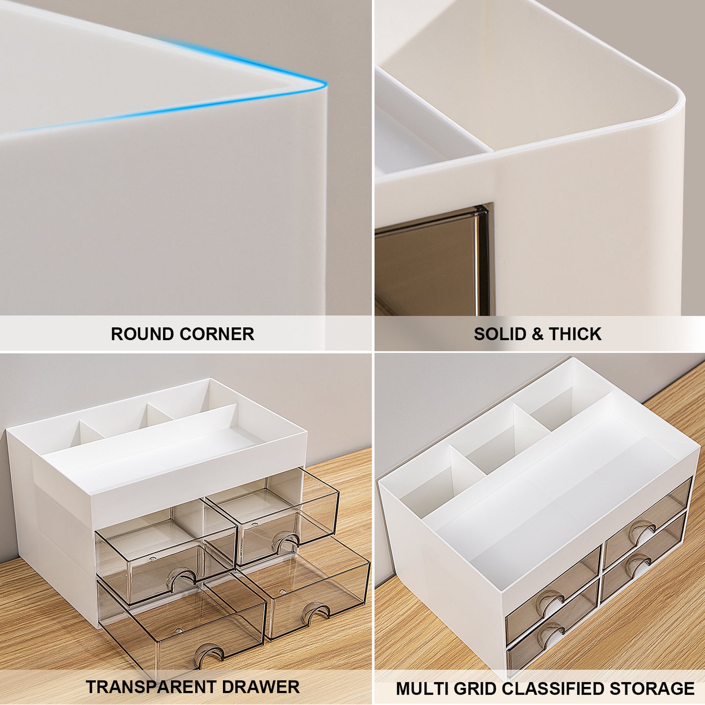 Gomaihe Multifunctional Desk Organizer - 21cm14.2cm*12.2cm (White)