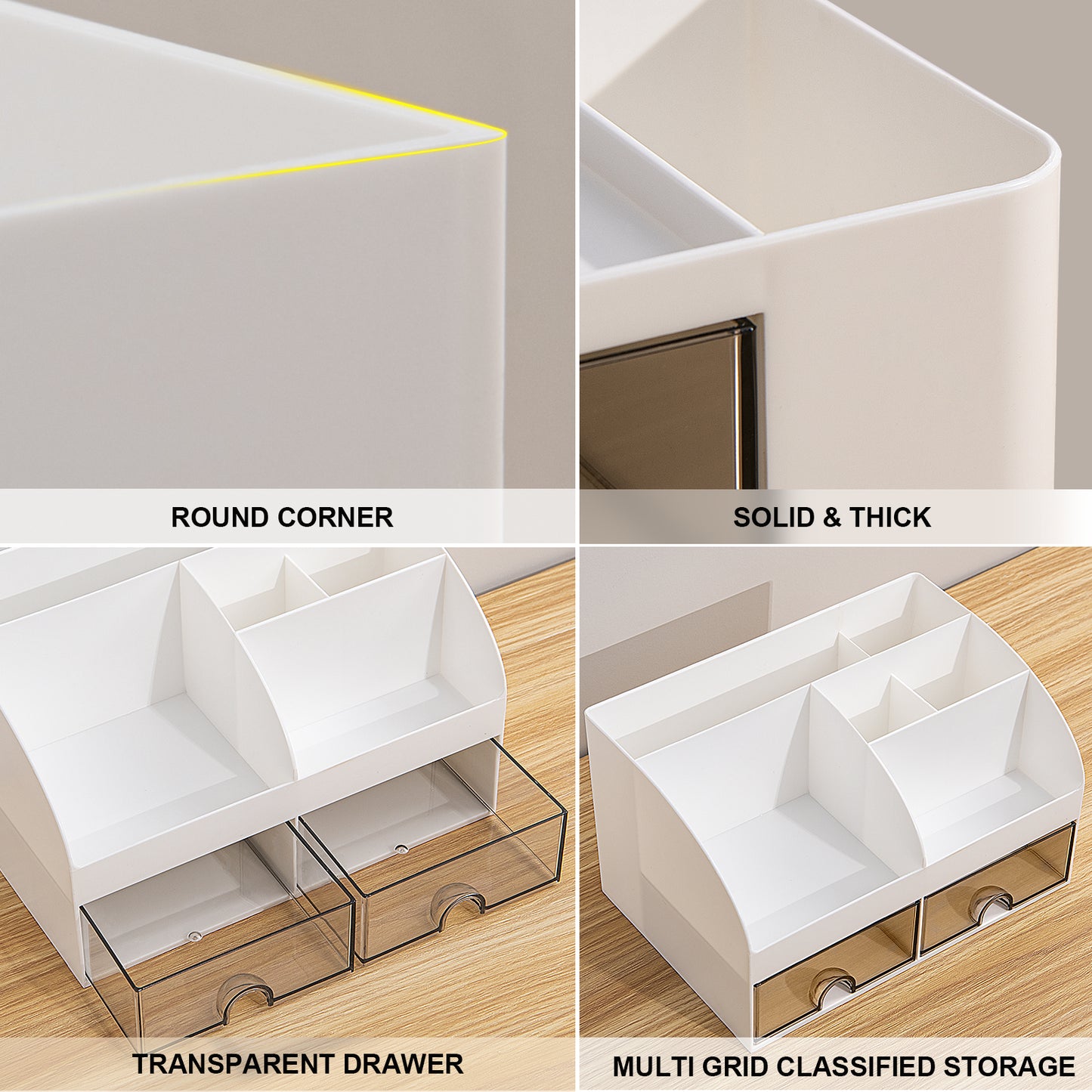 Gomaihe Multifunktionaler Schreibtisch-Organizer – 21 cm x 14,2 cm x 12 cm (weiß)