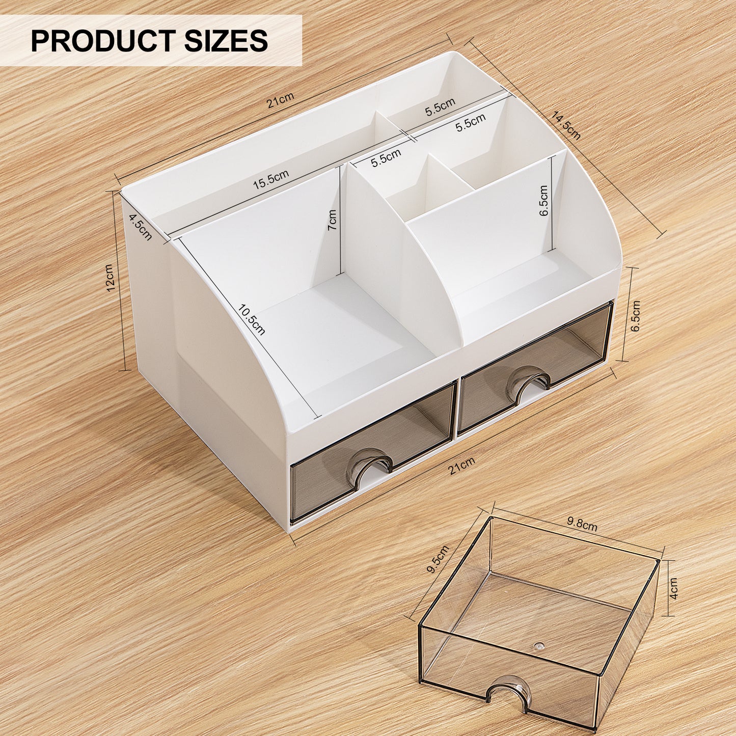 Gomaihe Multifunktionaler Schreibtisch-Organizer – 21 cm x 14,2 cm x 12 cm (weiß)