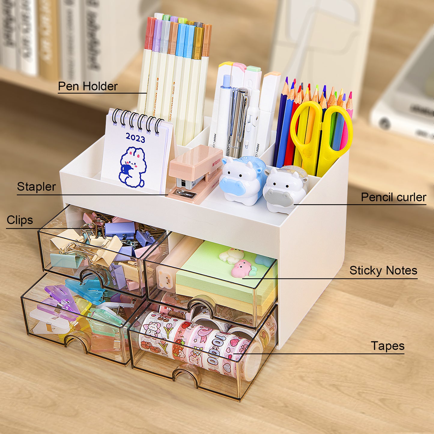 Gomaihe Multifunctional Desk Organizer - 21cm14.2cm*12.2cm (White)