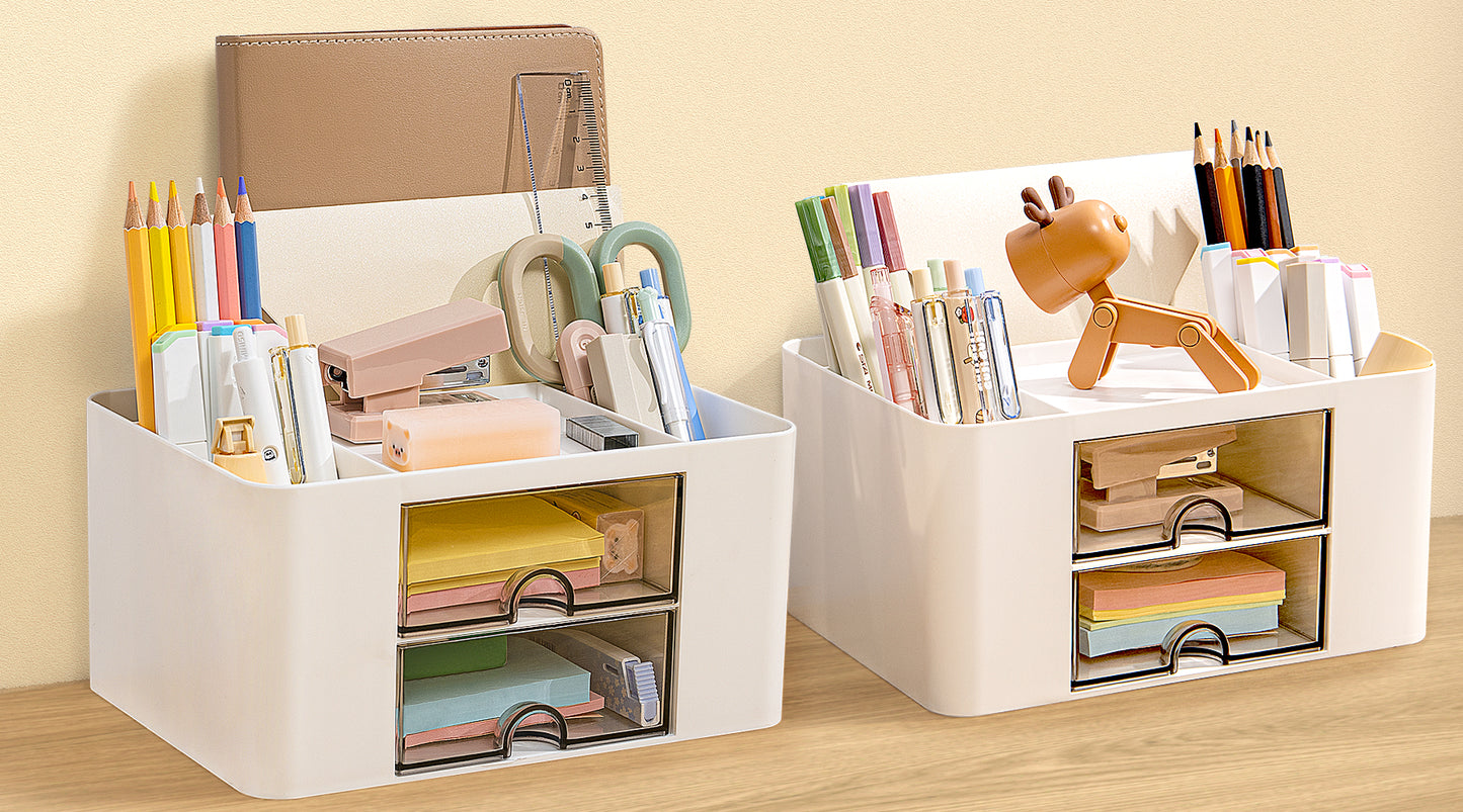 Gomaihe Multifunctional Desk Organizer (White-2 sets)