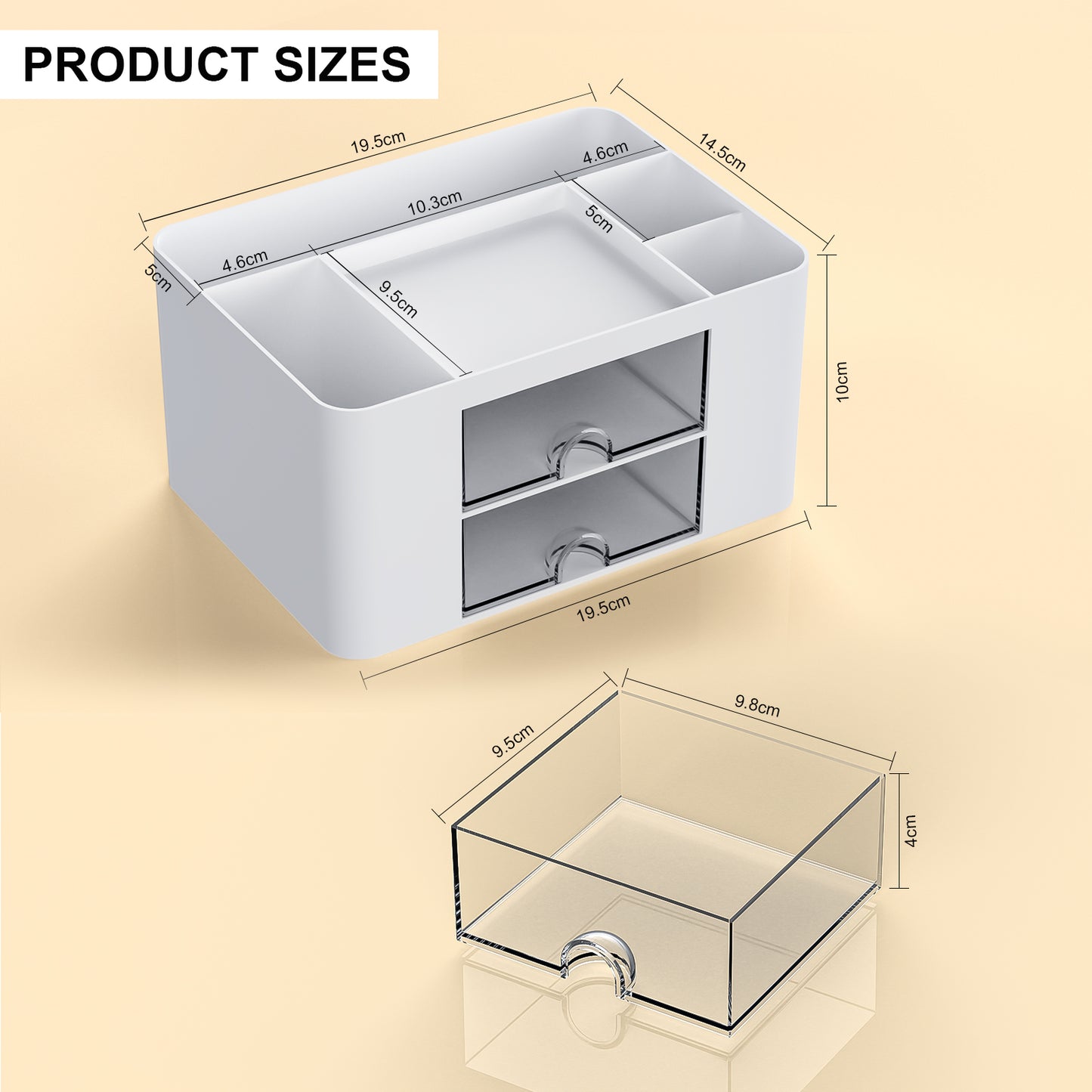 Gomaihe Multifunctional Desk Organizer (White-2 sets)