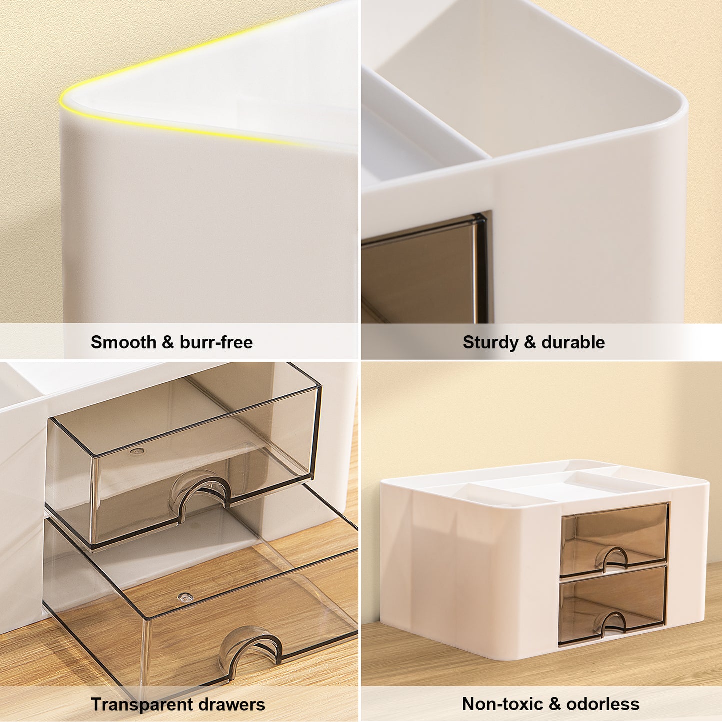 Gomaihe Multifunctional Desk Organizer (White-2 sets)