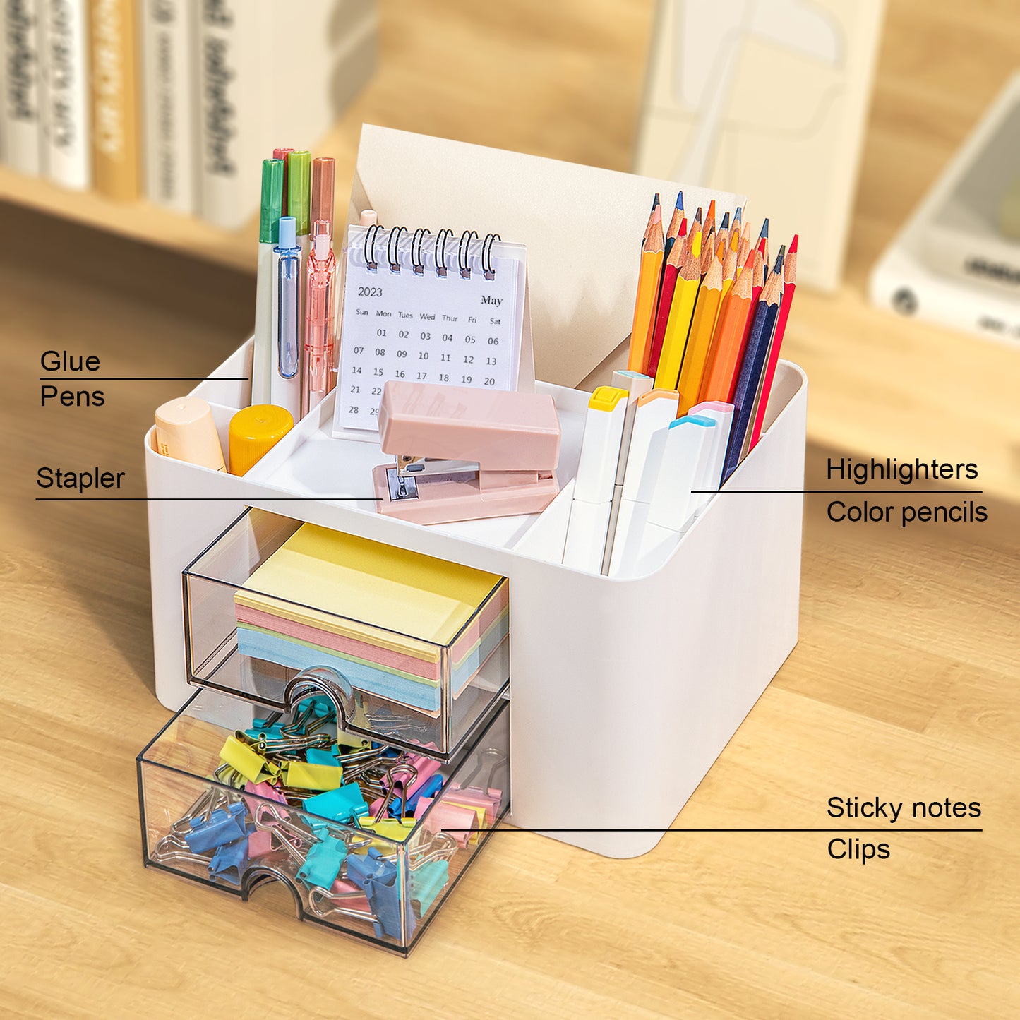 Gomaihe Multifunctional Desk Organizer (White-2 sets)
