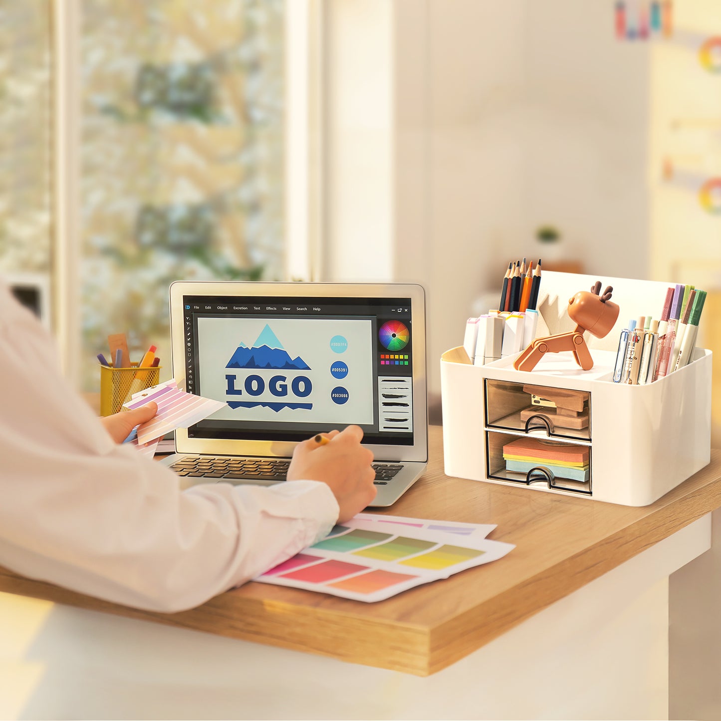 Gomaihe Multifunctional Desk Organizer (White-2 sets)