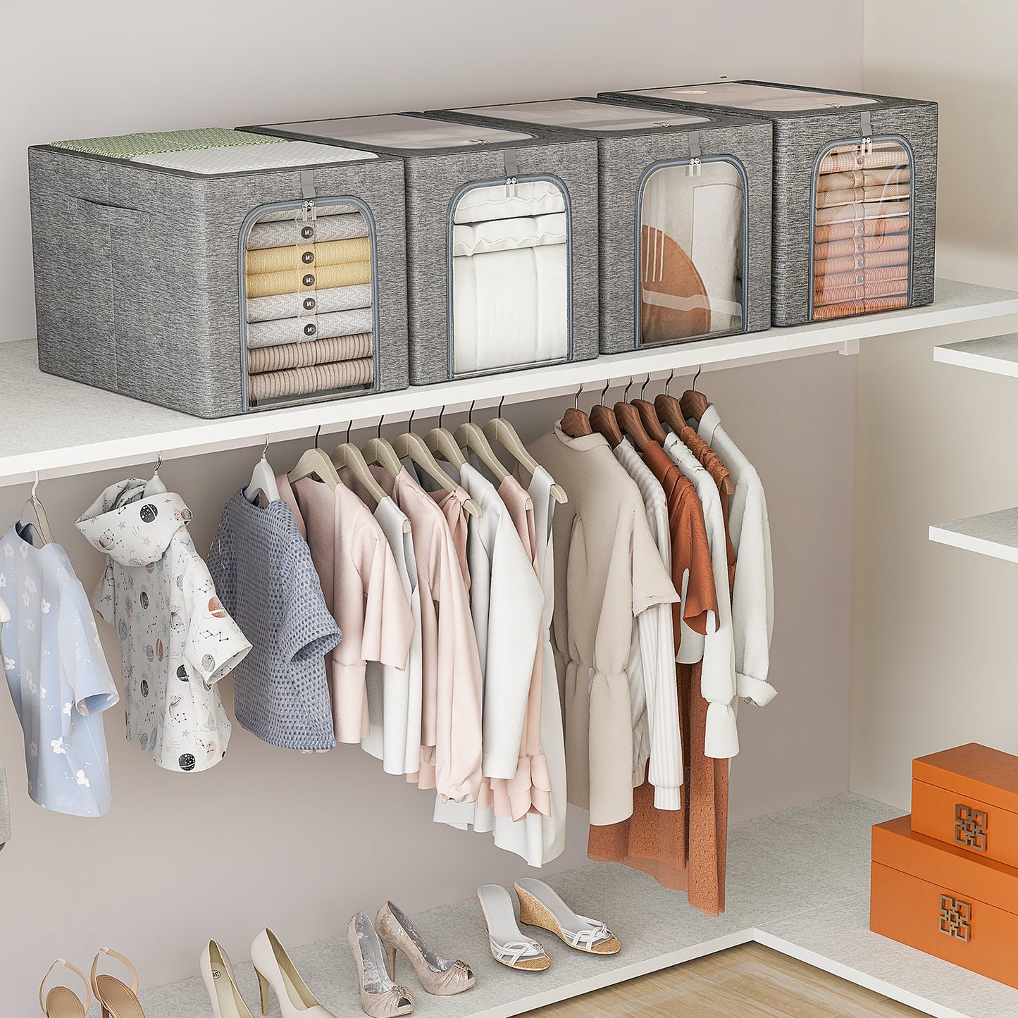 GoMaihe Clothes Storage Bin with Metal Frame 27L 40L 55L