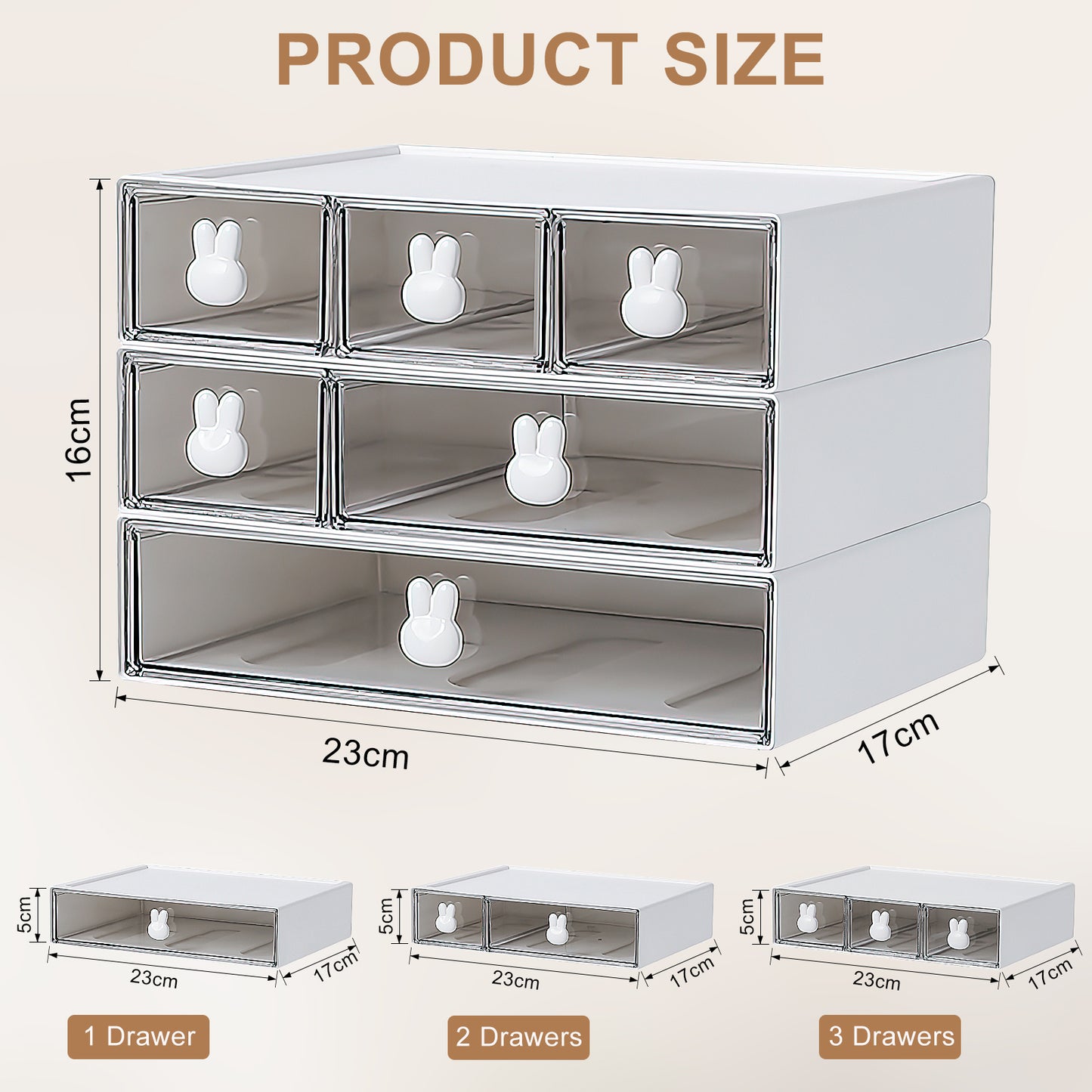 GoMaihe 3pcs Stackable Desk Organizer with Drawers Multifunctional Organizer Box(M)