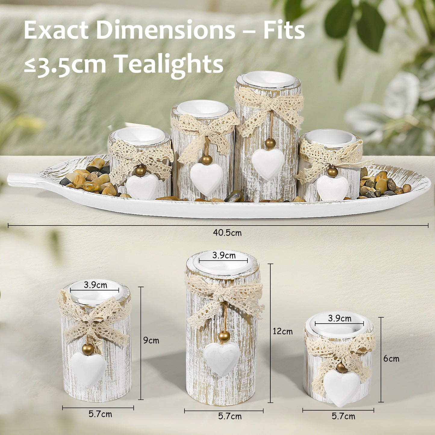 GoMaihe Wooden Candle Holder with Tray, Dining Table Centernpiece Living Room Decor Gift for Holiday
