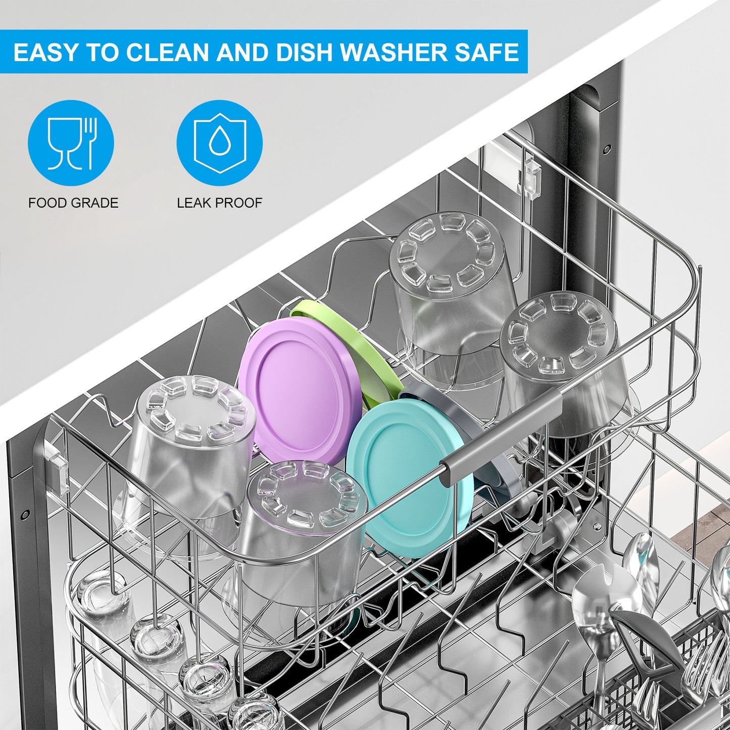 Creami Containers 4-Pack for Ninja Creami NC301 Series – Replacement Pints with Lids, Compatible with NC301/NC300/NC299AMZ/CN305A/CN301CO, BPA-Free, Dishwasher Safe, Leakproof, Pink Green Grey Blue