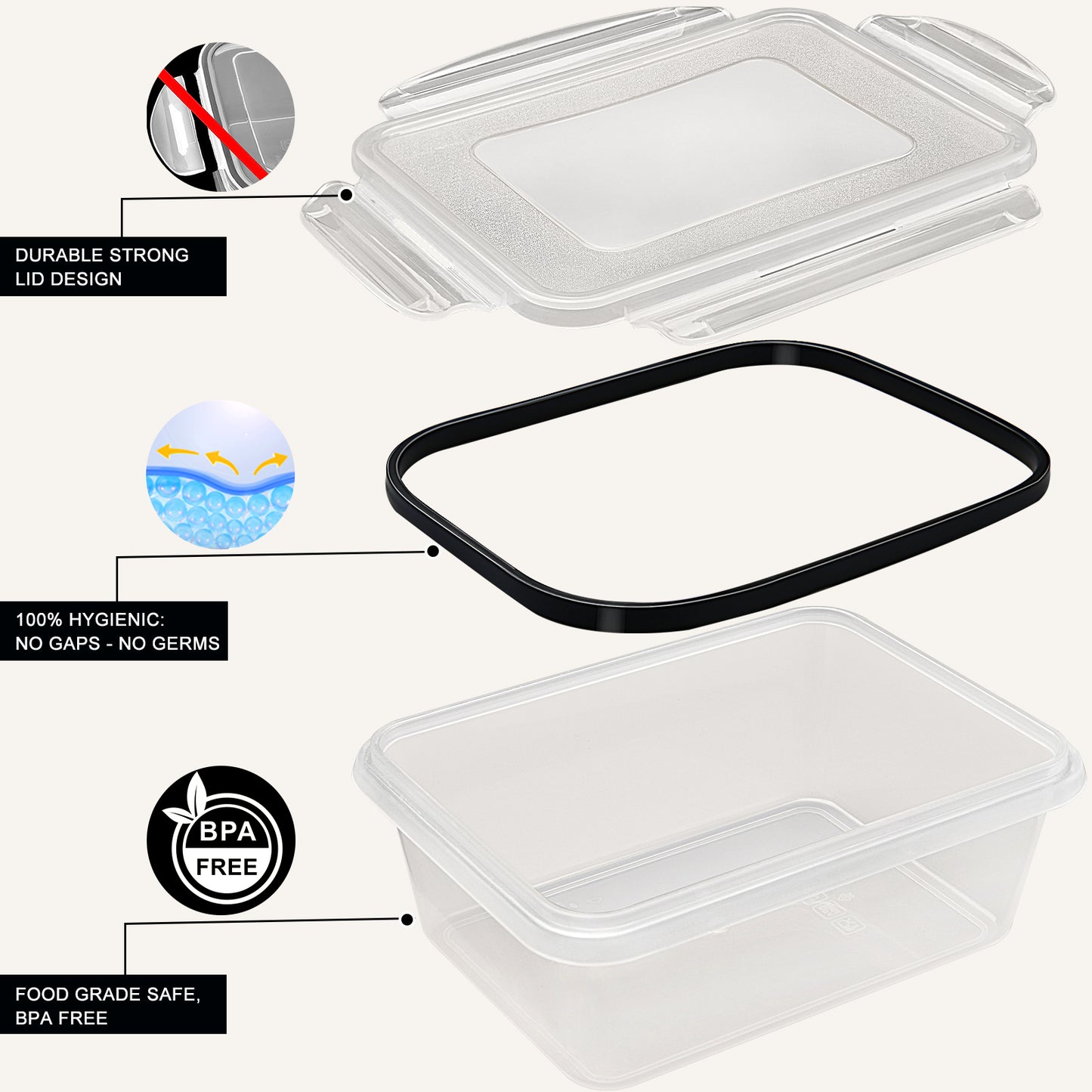 Food Storage Containers with Lids 13PCS: BPA-Free Airtight Meal Prep - Freezer Boxes Microwave Dishwasher Safe - Labels & Marker