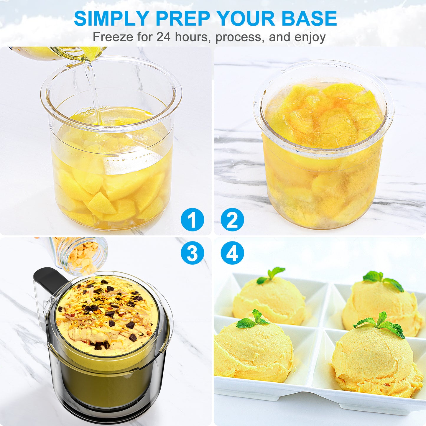 Creami Containers 4-Pack for Ninja Creami NC301 Series – Replacement Pints with Lids, Compatible with NC301/NC300/NC299AMZ/CN305A/CN301CO, BPA-Free, Dishwasher Safe, Leakproof, Pink Green Grey Blue