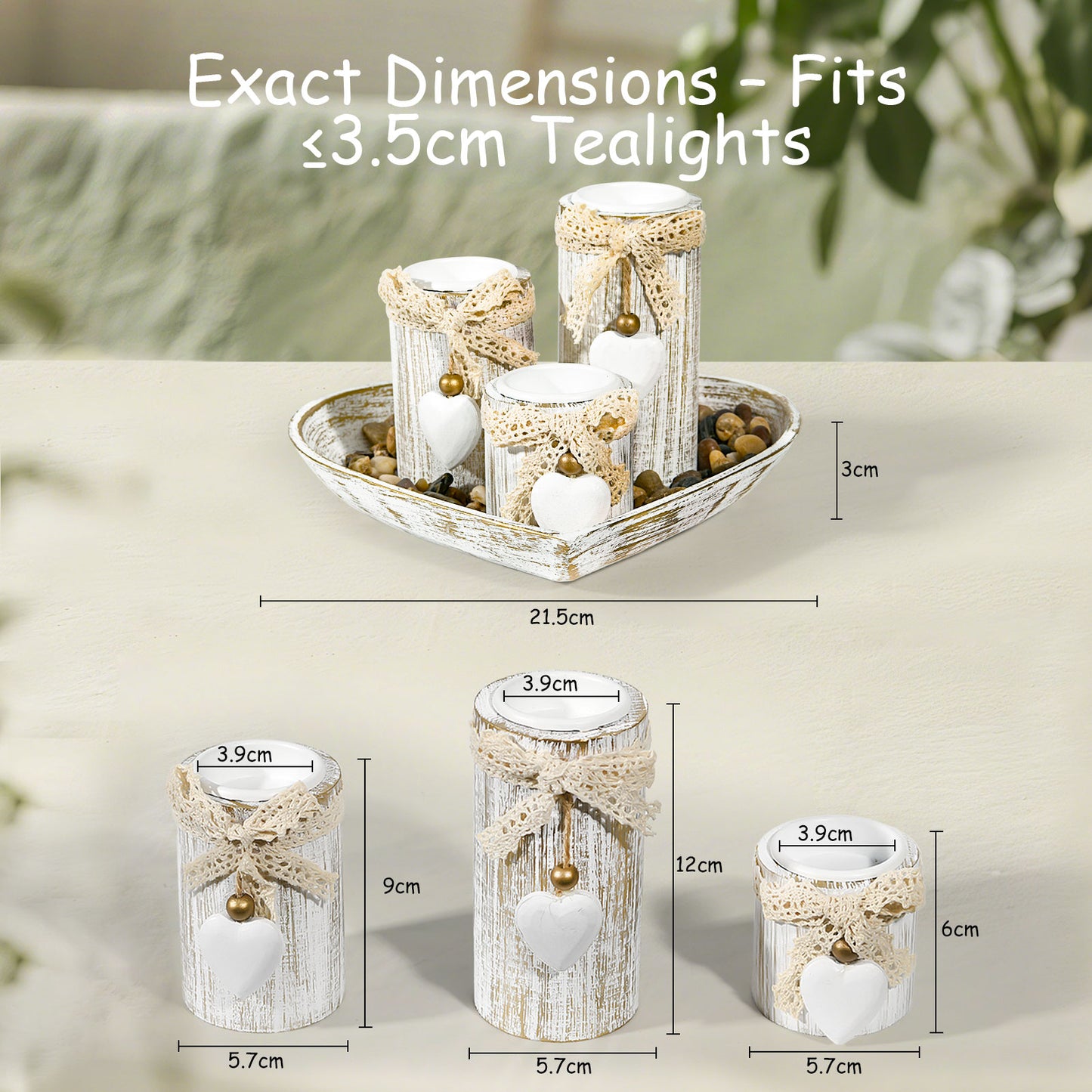 GoMaihe Wooden Candle Holder with Tray, Dining Table Centernpiece Living Room Decor Gift for Holiday