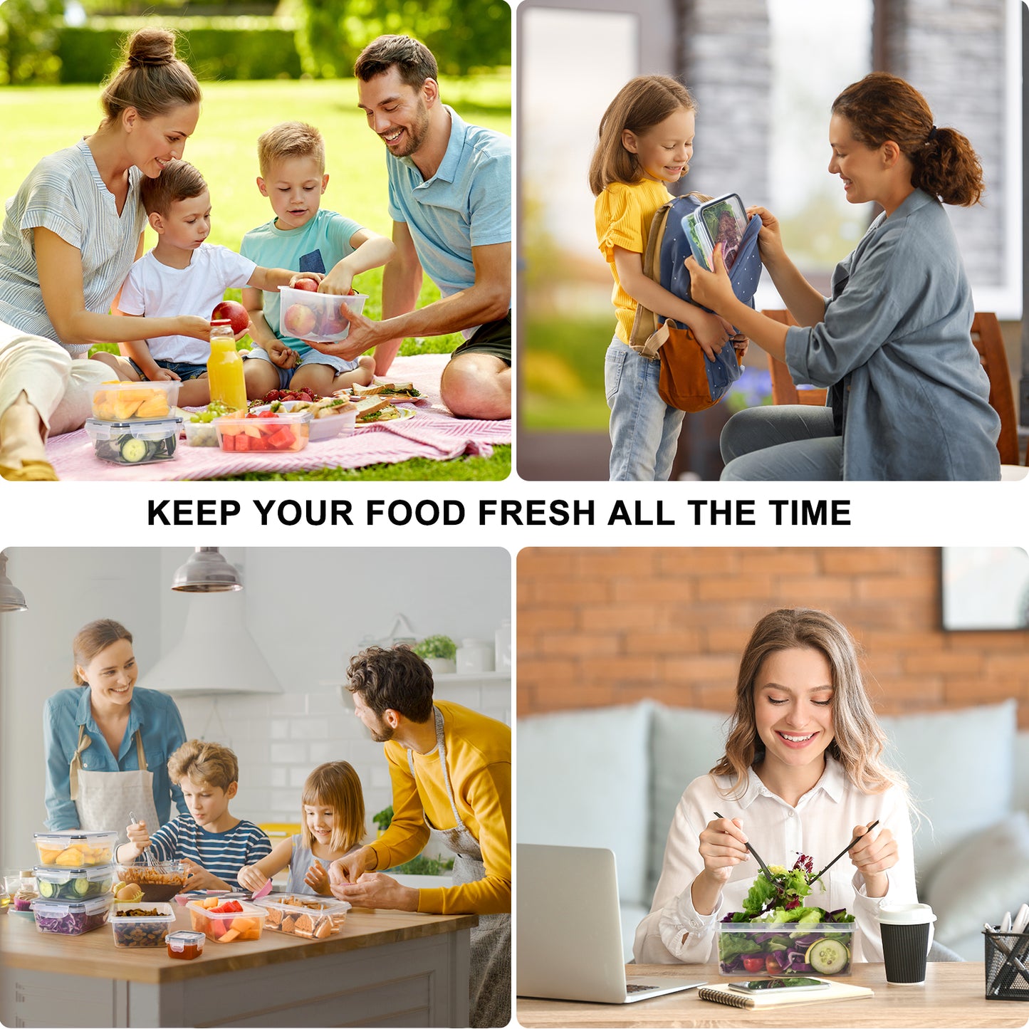 Food Storage Containers with Lids 13PCS: BPA-Free Airtight Meal Prep - Freezer Boxes Microwave Dishwasher Safe - Labels & Marker