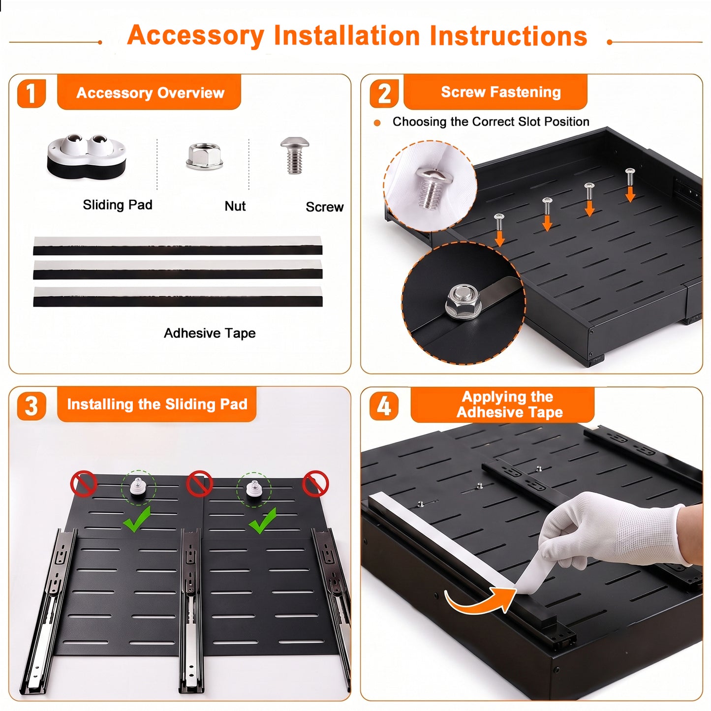2 Pieces 4-Directional Telescopic Kitchen Drawer: Extendable Drawer | Adjustable Width 30–51cm & Depth 41–59cm with Self-Adhesive Drawer Rails for Retrofitting and Organizing Cabinets, Black