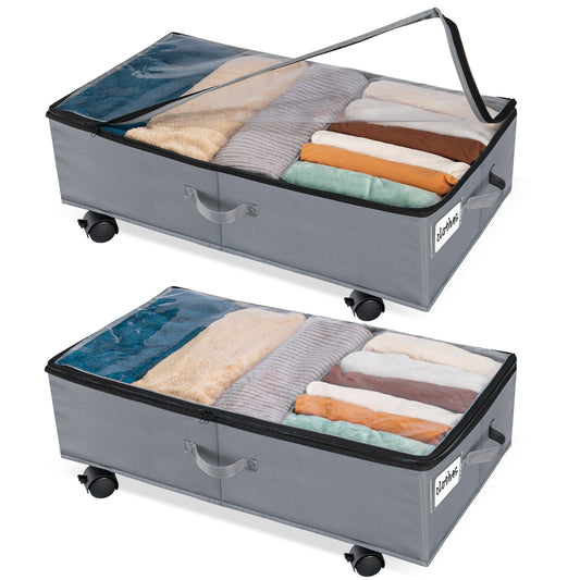 GoMaihe Extra Large Under Bed Storage with Wheels 42L, 2 Pack