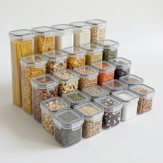 Airtight Food Storage Containers with Lids 25 Piece Set, BPA-Free Stackable Kitchen Pantry Organisation Boxes for Cereal, Pasta & Flour (0.8L-2.8L)