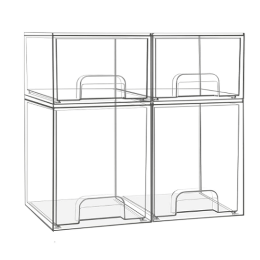 Saccik Bottle Storage Organizer Baby: 4 Pack Acrylic Bottles Station Organizer Container, Stackable Clear Drawers for Countertop, Vanity, Bathroom, Cabinet, Pantry Organization