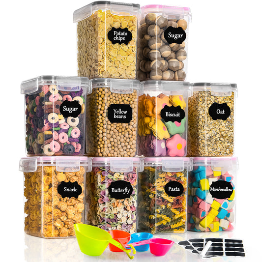 GoMaihe 1.6L Cereal Storage Containers Set of 10, black pink
