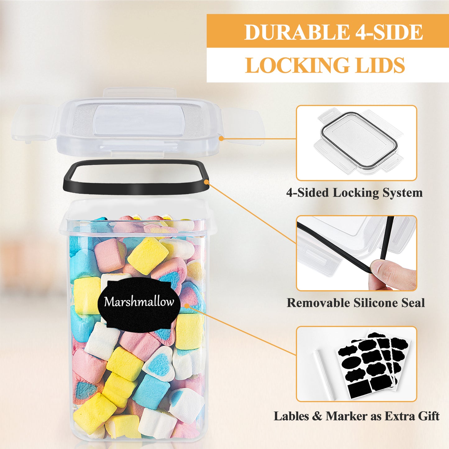 1.6L Vorratsdosen 10 Set, Aufbewahrungsbox Küche Organizer, Luftdichter Vorratsbehalter mit Deckel, Musli Schuttdosen, Vorratsglaser für Nudeln, Kaffeebohnen, Mehl, Zucker, Cornflakes – BPA Frei