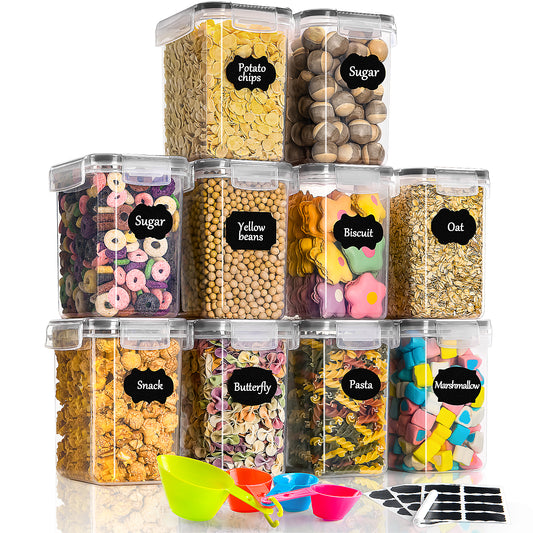 GoMaihe 1.6L Cereal Storage Containers Set of 10, Black