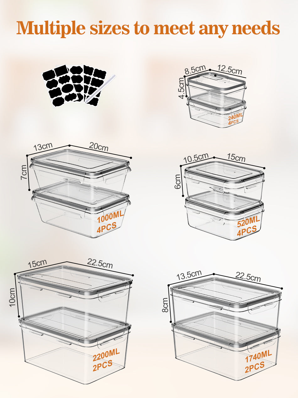 GoMaihe Food Storage Containers with Lids 16 Pack for Kitchen Storage & Organization, Microwave and Freezer Safe, BPA Free, Plastic