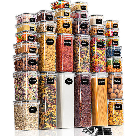 Airtight Food Storage Containers with Lids – 32-Piece Kitchen Storage Set, BPA-Free Plastic Organisers for Flour, Cereal, Pasta,