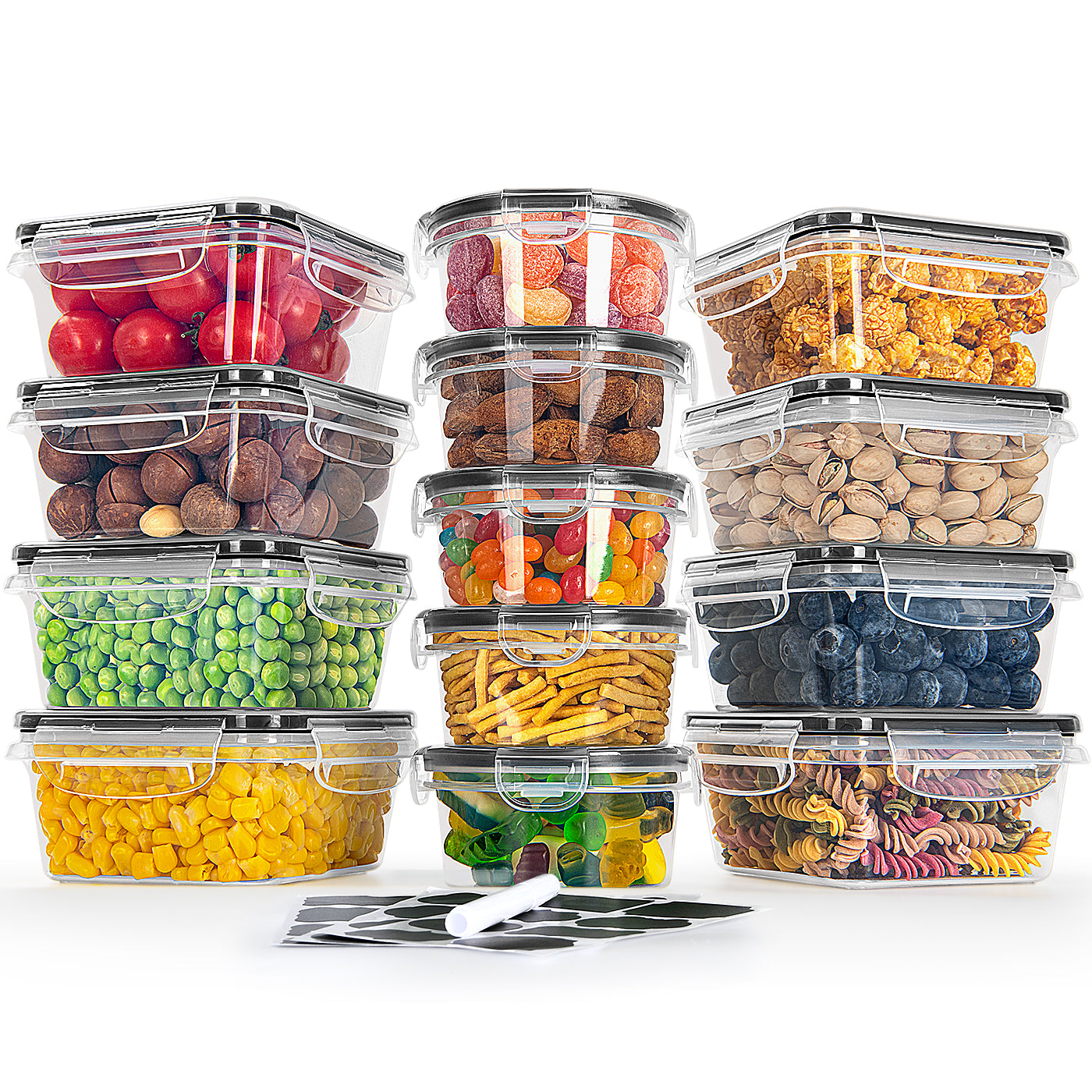 Food Storage Containers with Lids Meal Prep: 13PCS BPA-Free Airtight - Freezer Boxes Microwave Dishwasher Safe - Labels & Marker