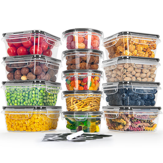 Food Storage Containers with Lids Meal Prep: 13PCS BPA-Free Airtight - Freezer Boxes Microwave Dishwasher Safe - Labels & Marker