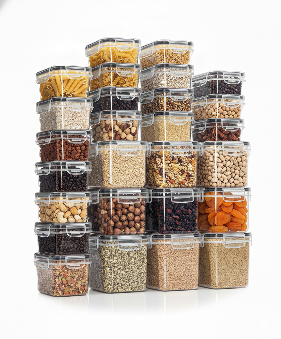 27-Piece Airtight Food Storage Container Set with Lids – Kitchen Pantry Organizer for Flour, Cereal, Sugar, Pasta, BPA-Free Plas