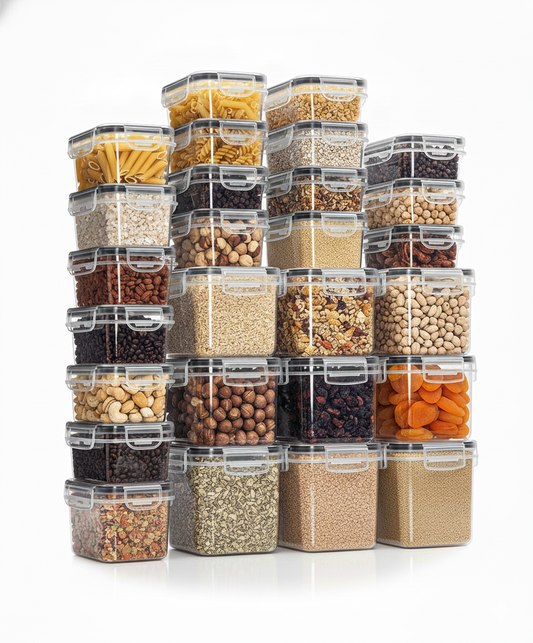 27-Piece Airtight Food Storage Container Set with Lids – Kitchen Pantry Organizer for Flour, Cereal, Sugar, Pasta, BPA-Free Plas