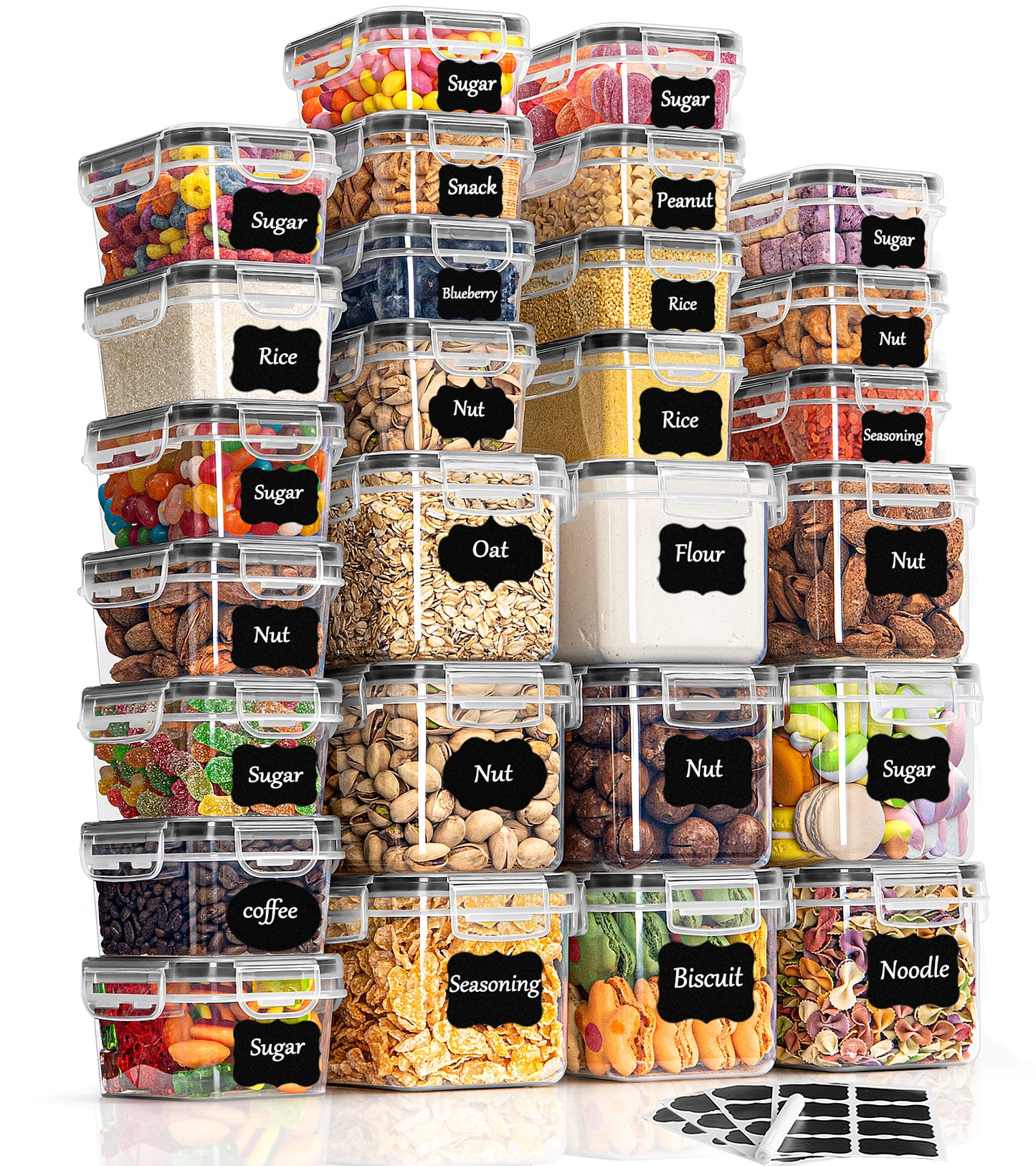 GoMaihe storage containers with lids, airtight storage box: 27-piece storage box kitchen set for flour, cereal, sugar