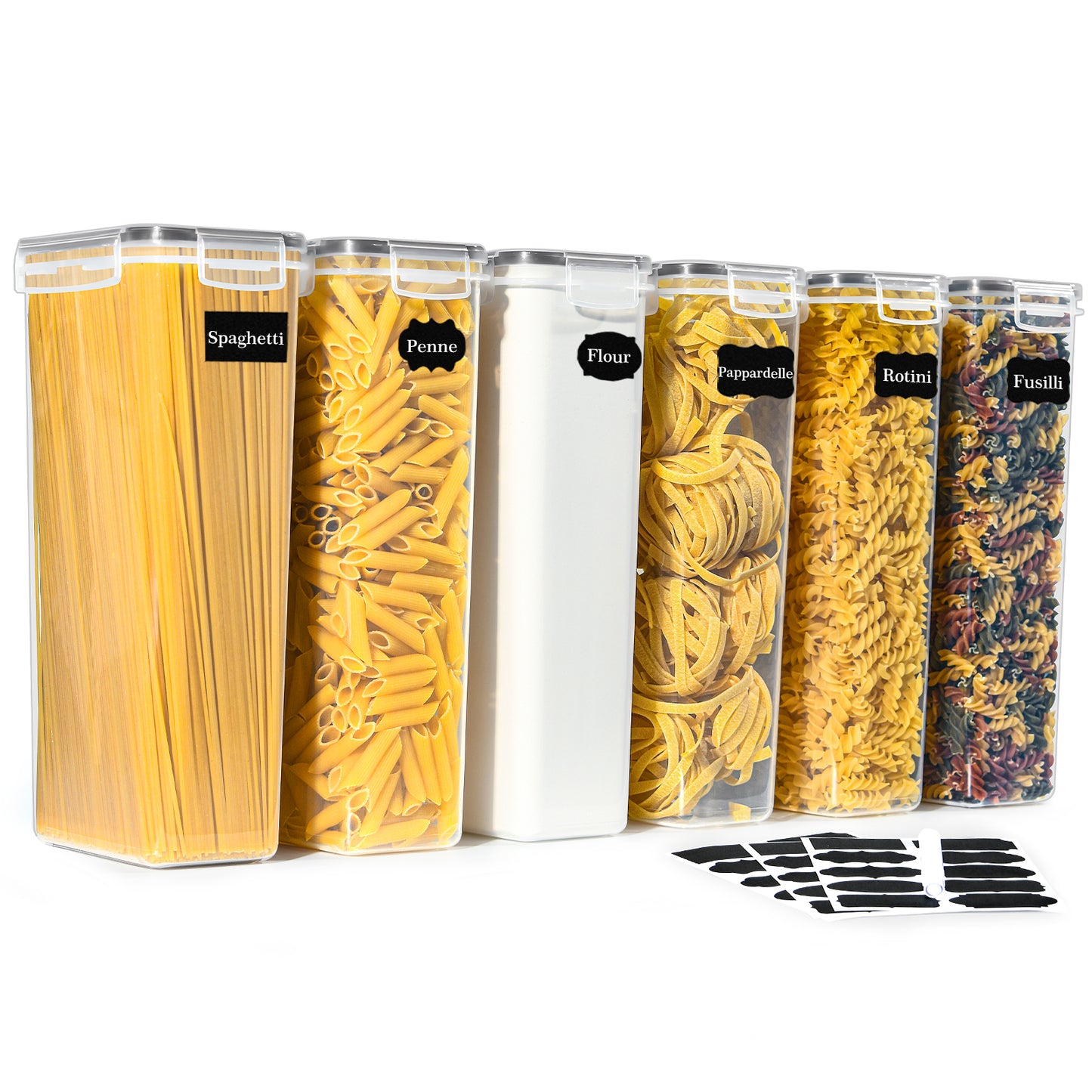 GoMaihe 6er Set 2,8L Vorratsdosen: Vorratsbehälter mit Deckel für Spaghetti Aufbewahrung | Luftdichte Aufbewahrungbox Küche von Müsli, Mehl, Nudeln und Zucker | BPA-FREI | Spülmaschinenfest